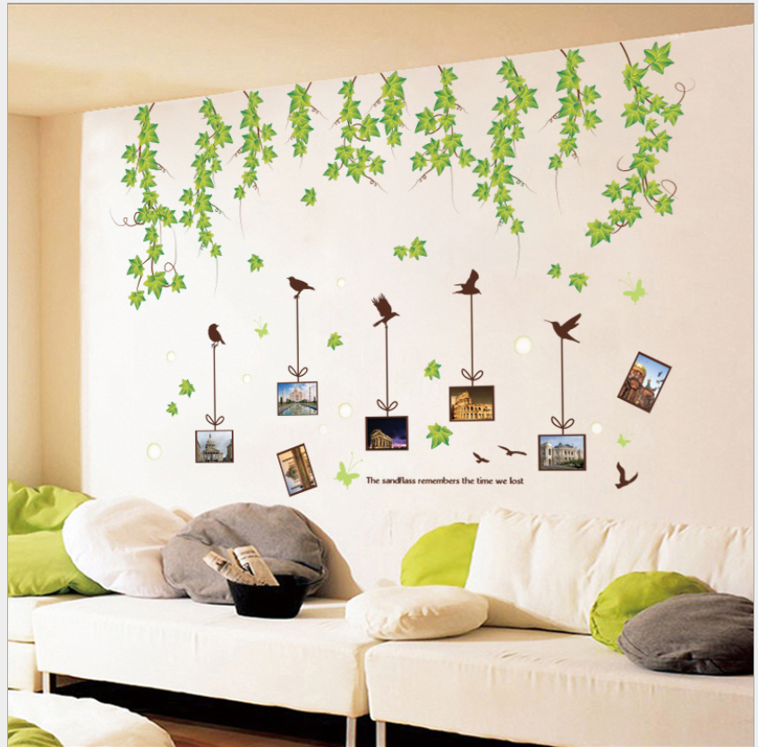 [HCM]Decal giấy dán tường lá cây và khung ảnh WD21