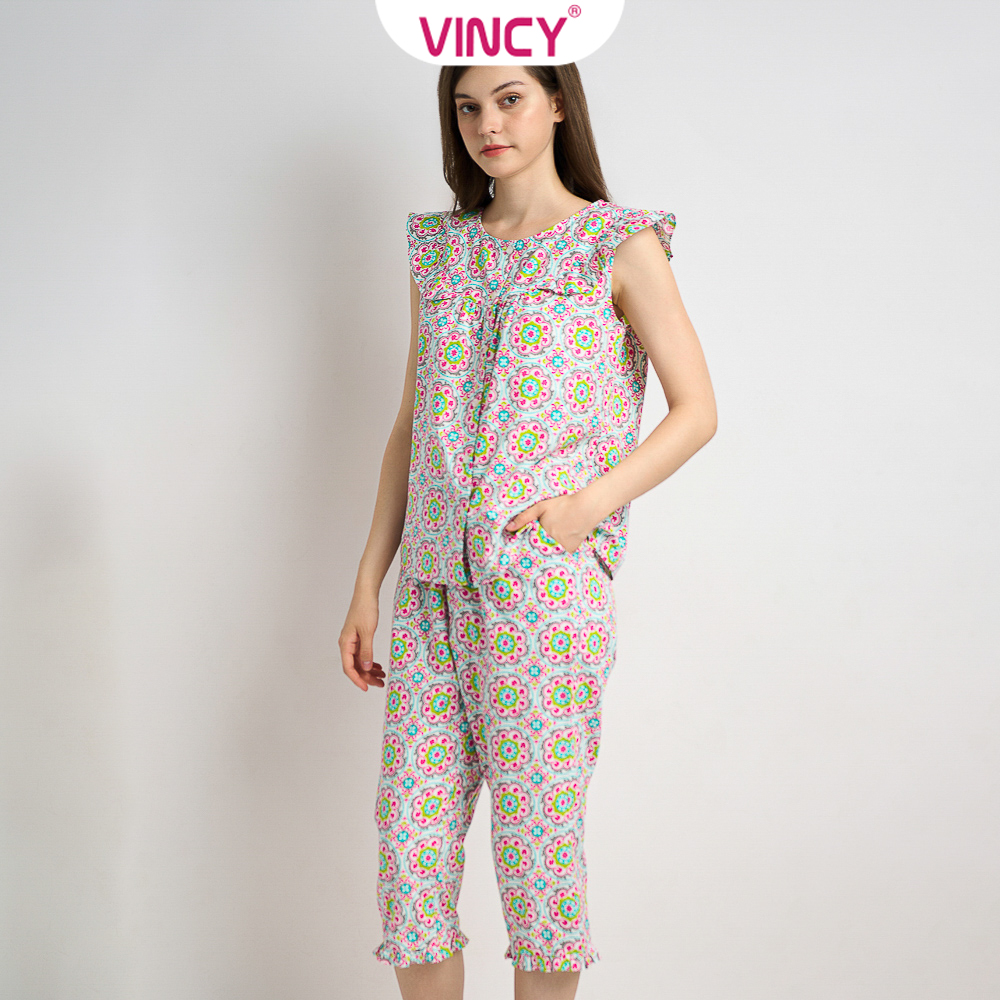 [Mua 3 giảm 20%, mua 2 giảm 15%] Bộ Đồ Kate Lửng Nữ Vincy Thoáng Mát  BKL060S31