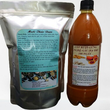 Combo 1kg Muối Thảo Dược & 1 lít ruoi gừng nghệ gấc hạ thổ 100 ngày Giảm Mỡ Bụng Cho Mẹ Sau Sinh