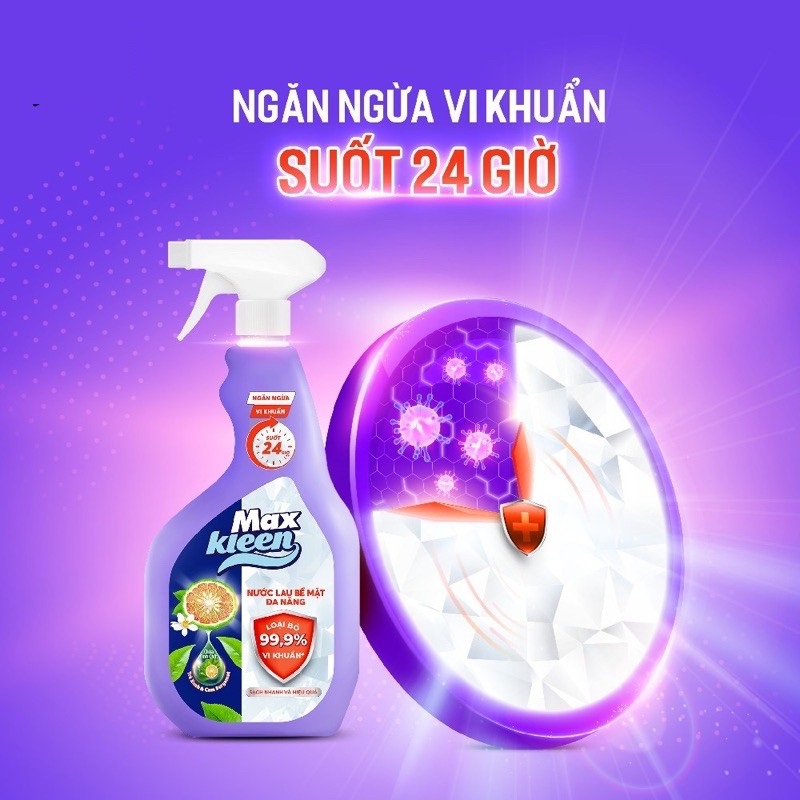 Combo 3 Chai Nước Lau Bề Mặt Đa Năng MaxKleen (520ml x 3)