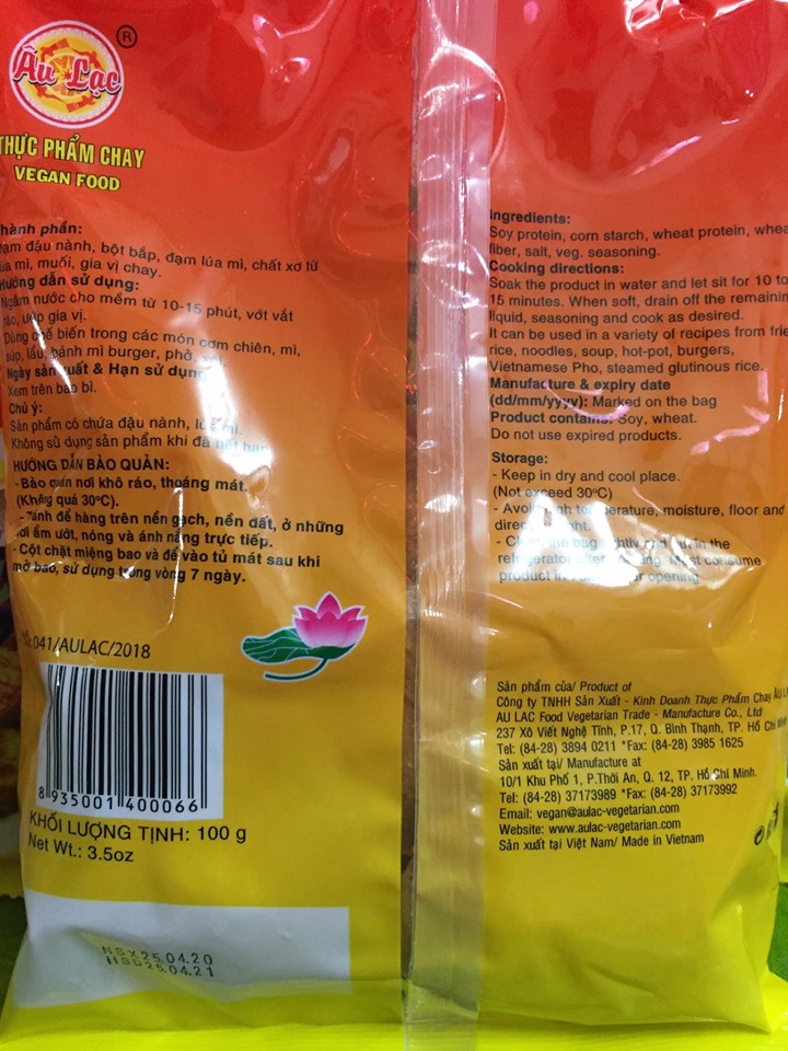 [HCM]Sườn Non 2 Chay Âu Lạc Ngon Bổ - Bịch 100G