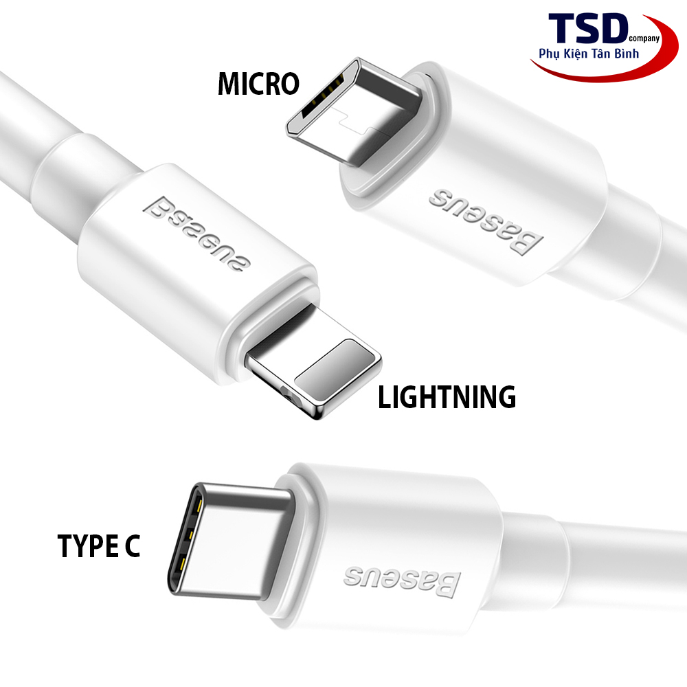 Cáp Sạc Nhanh Siêu Bền Baseus Mini White Dùng Cho Smartphone Tablet ( Quick Charging & Sync Data TPE Cable )