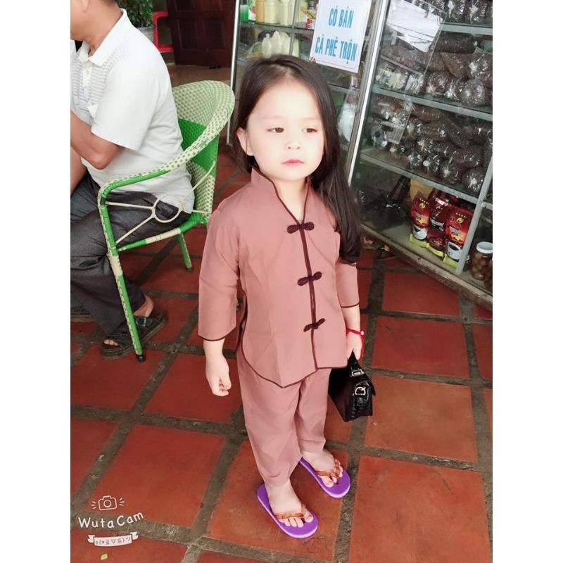 #Đồ bộ đi chùa bé gái sẩm thêu bé 4-38kg
