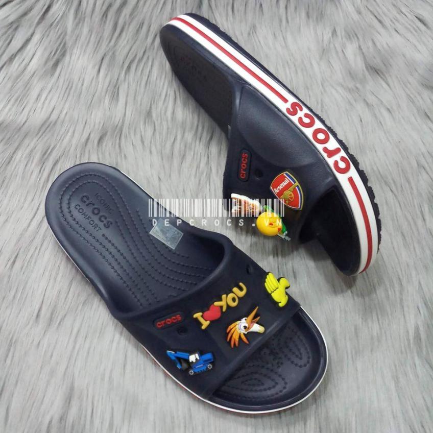 Dép Crocs Nữ quai ngang cao cấp - Tặng kèm 12 sticker giá rẻ