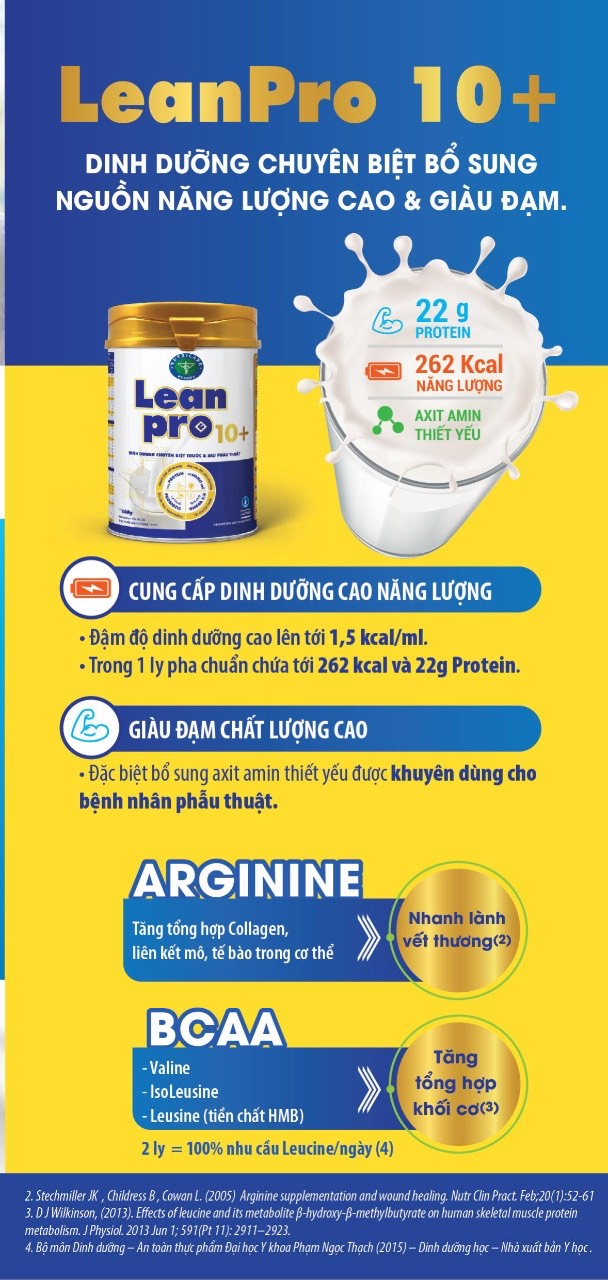 Sữa LeanPro 10+ 900g - Trước và sau Phẫu Thuật
