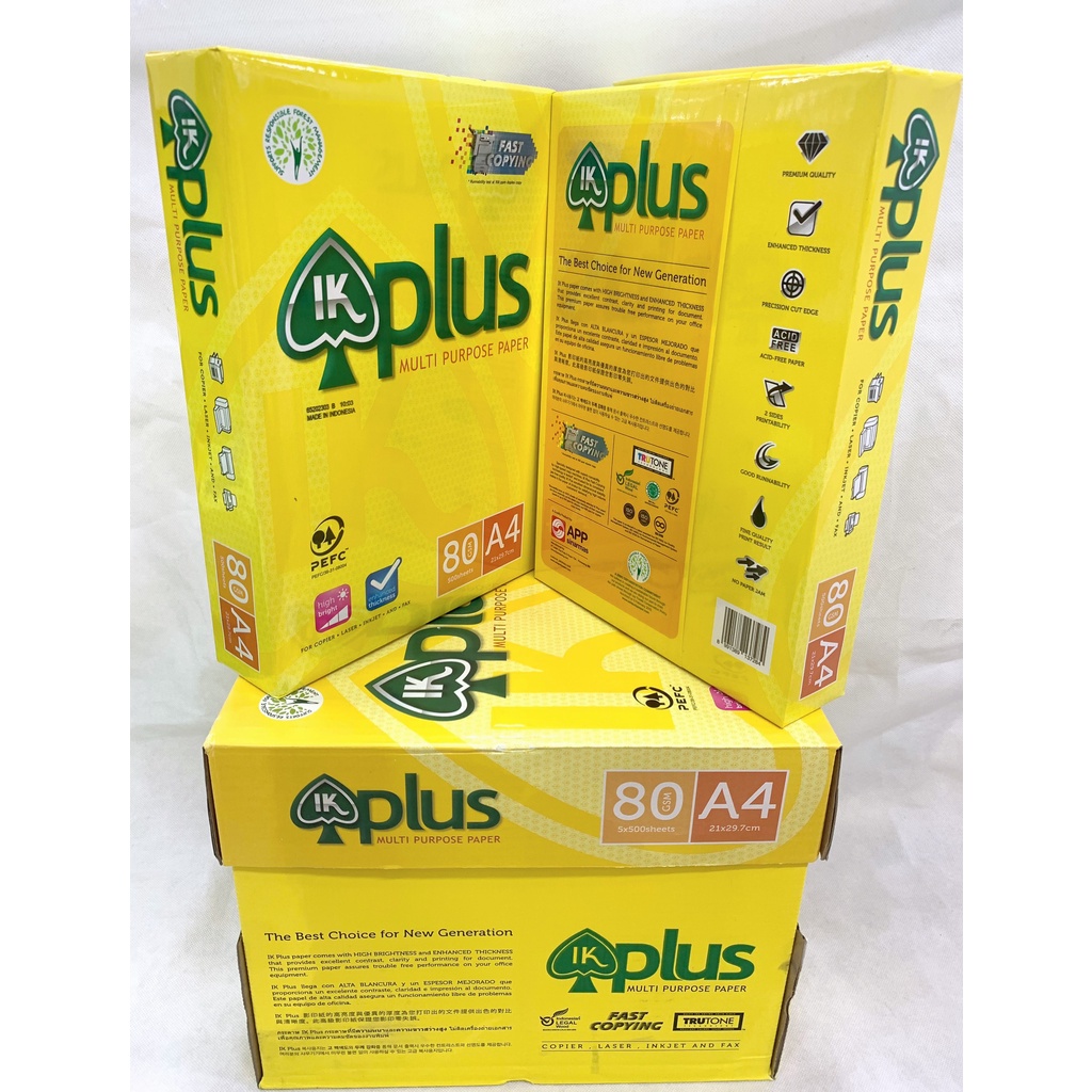 [CHÍNH HÃNG] Giấy in, giấy photo IK plus A4, Định lượng 80g/m2 (500 tờ/1 ram)