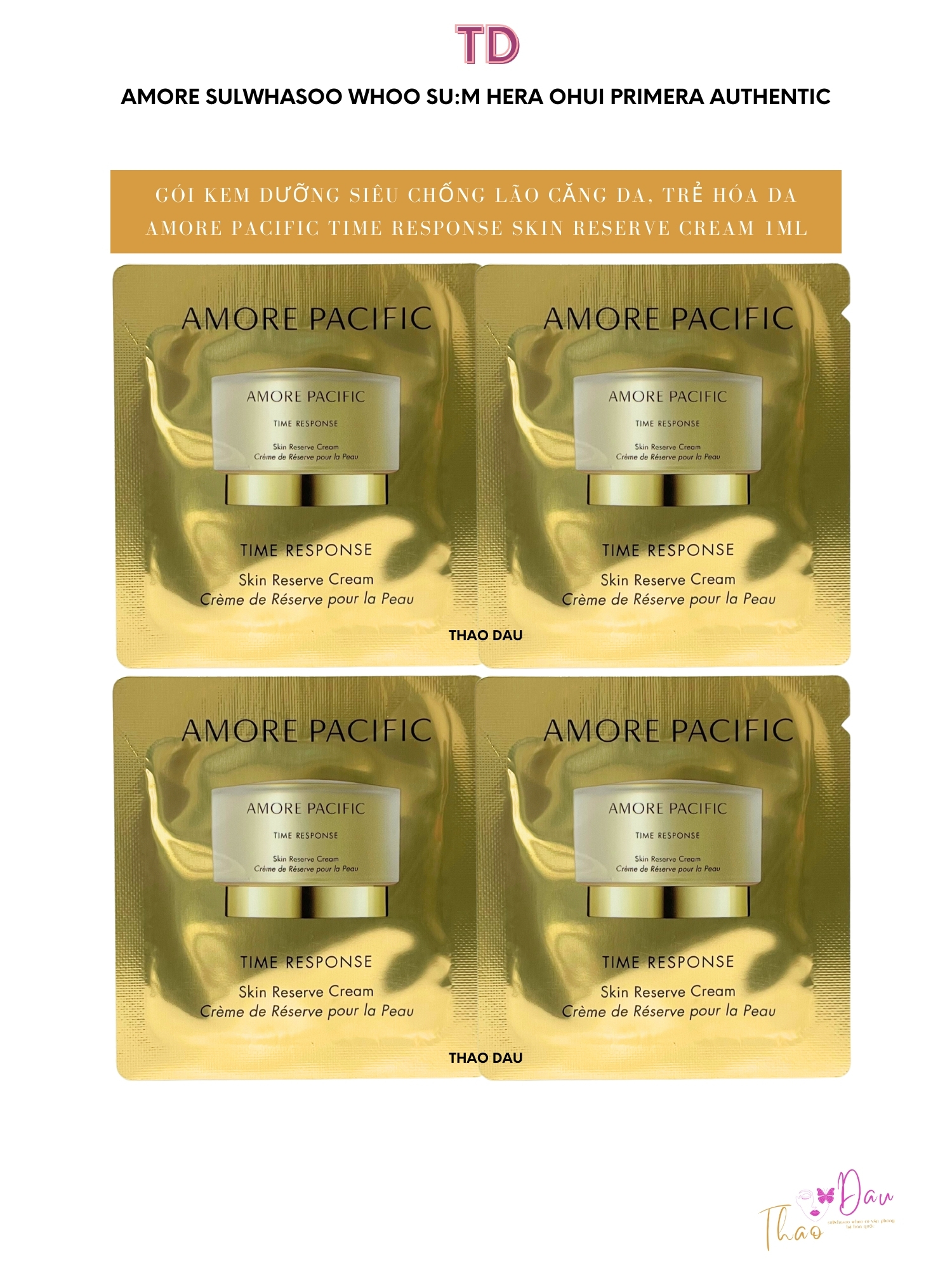 10 gói Kem Dưỡng Cao Cấp Amore Pacific Time Response Skin Reserve Creme 1ml tloskorea cũ