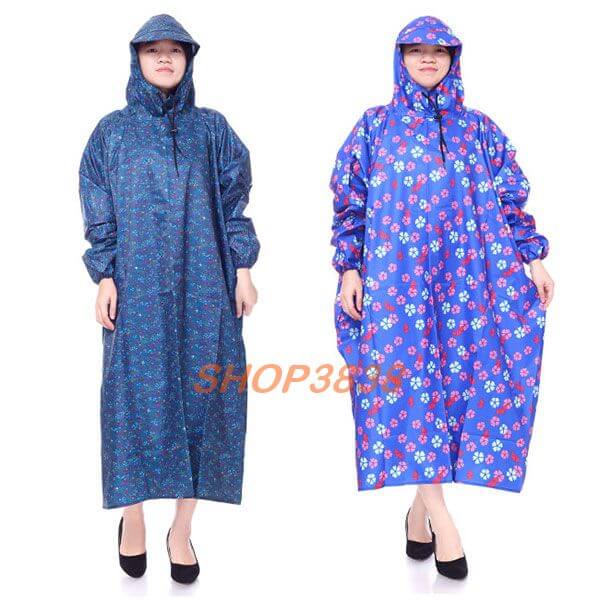 Áo Mưa Bít Vải Dù 1m4 Hoa Không Thấm Nước ( Không Xẻ Tà )