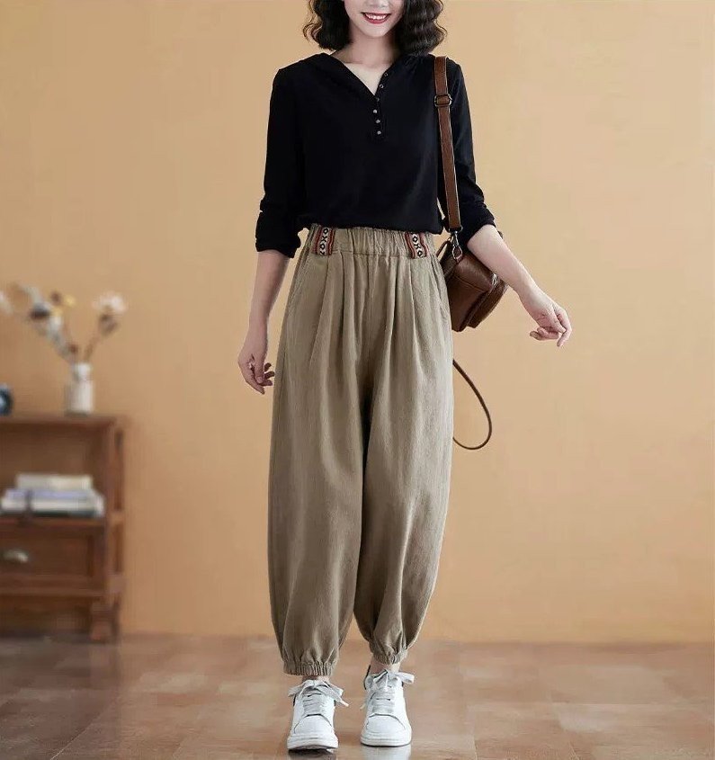 Quần Jogger Nữ LAMODE Ống Rộng Cạp Chun QBB