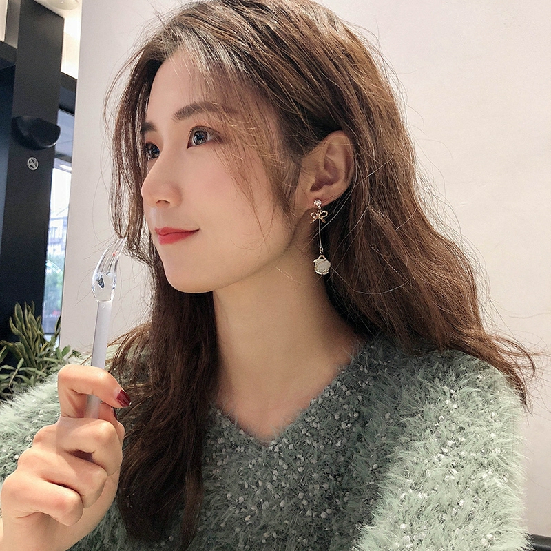 [HCM]Khuyên tai dáng dài gắn đá Opal