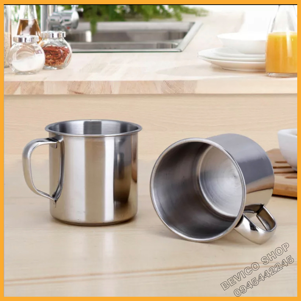 Ca uống nước inox có quai 7cm (200ml) |  Combo 2 ca - 4 ca - 6 ca - 12 ca