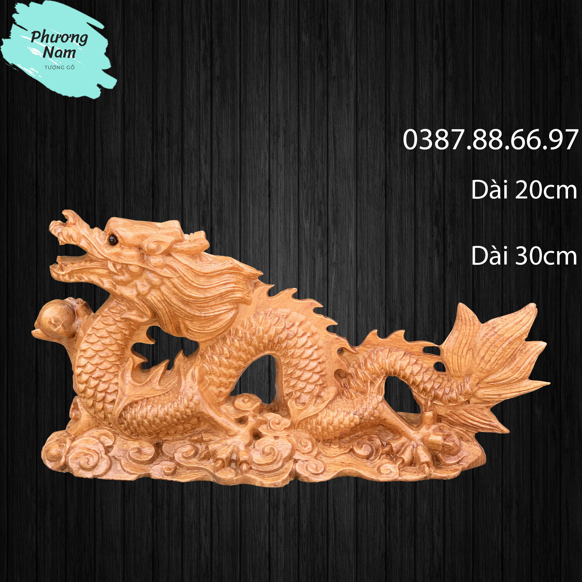 Tượng con rồng bay dài 20cm và 30cm được làm bằng gỗ hương nguyên khối