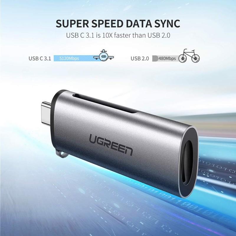 Đầu đọc thẻ nhớ SD/TF USB Type C Ugreen 50704