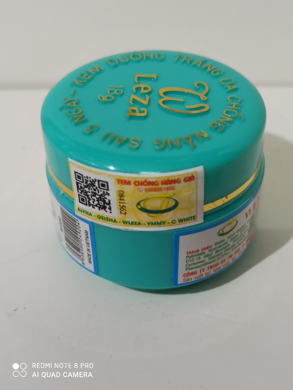 1 hủ kem dưỡng trắng da wleza 18g ( xanh )