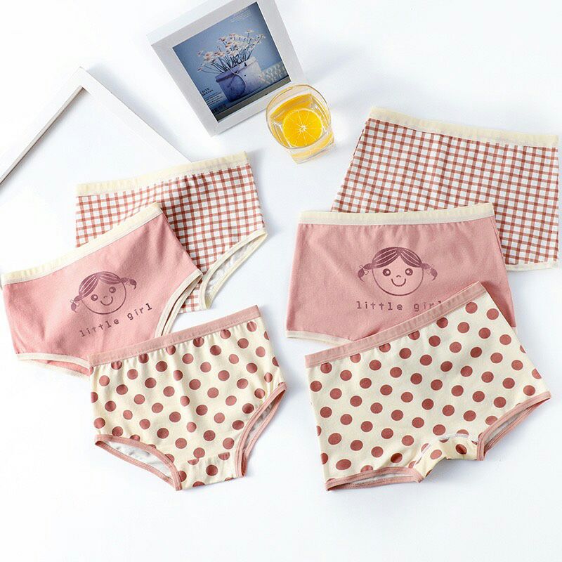 Set 6 quần chip, quần lót bé gái hoạ tiết ngộ nghĩnh, cotton 100% thấm hút, thoáng mát