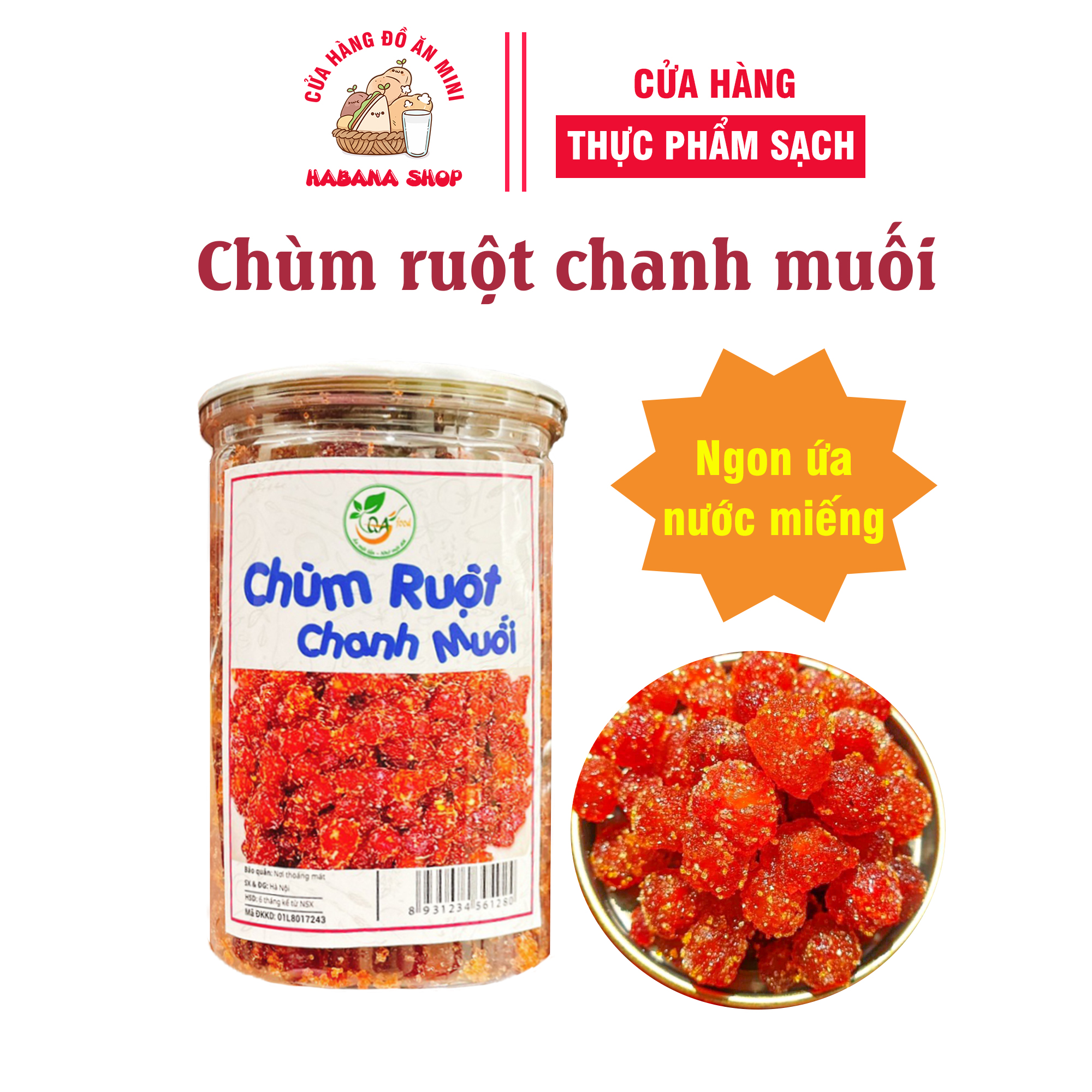 Chùm ruột chanh muối HaBaNa đồ ăn vặt dành cho giới trẻ ngon ứa nước miếng hũ 500 gram