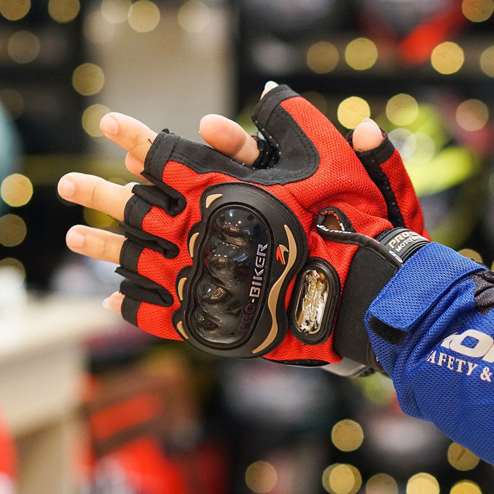 Bao Tay Phượt Pro Biker cụt ngón Xanh