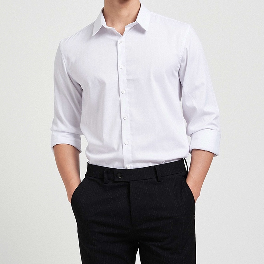 Áo sơ mi nam form Slimfit dài tay vải lụa Hàn