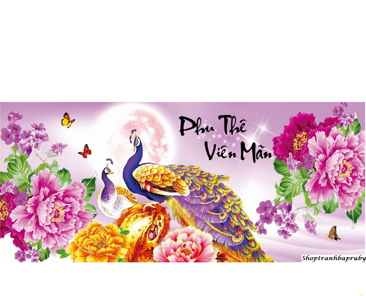 [HCM]Tranh đính đá Phu Thê Viên Mãn kích thước nhỏ ✅90×40 cm -️ VS054