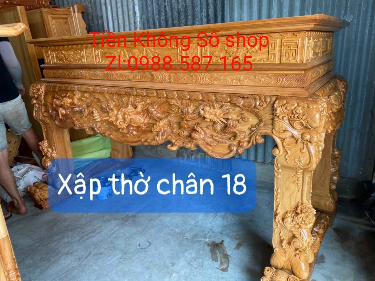 Sập thờ tứ linh,sập thờ gỗ gõ đỏ vip chân 20 ( FREESHIP 60 KM ) cc