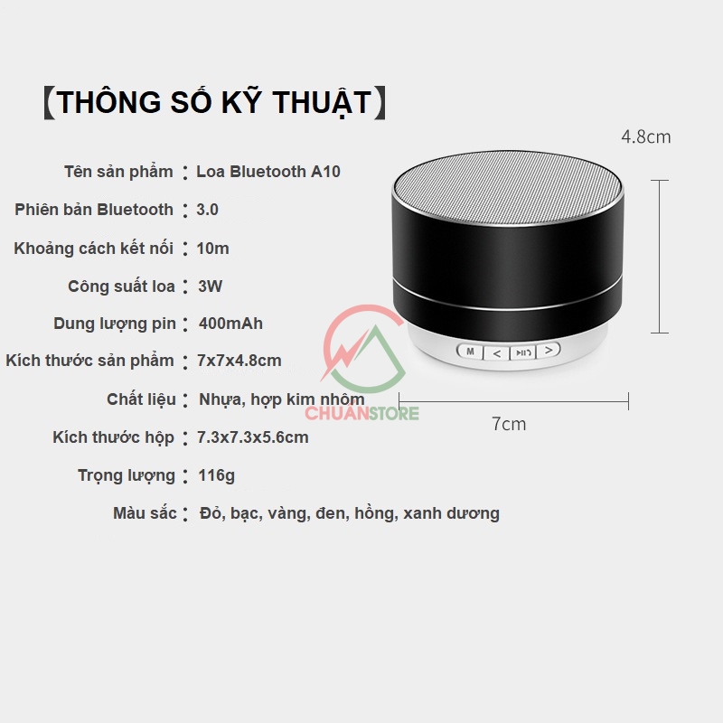 Loa Bluetooth A10 mini vỏ nhôm