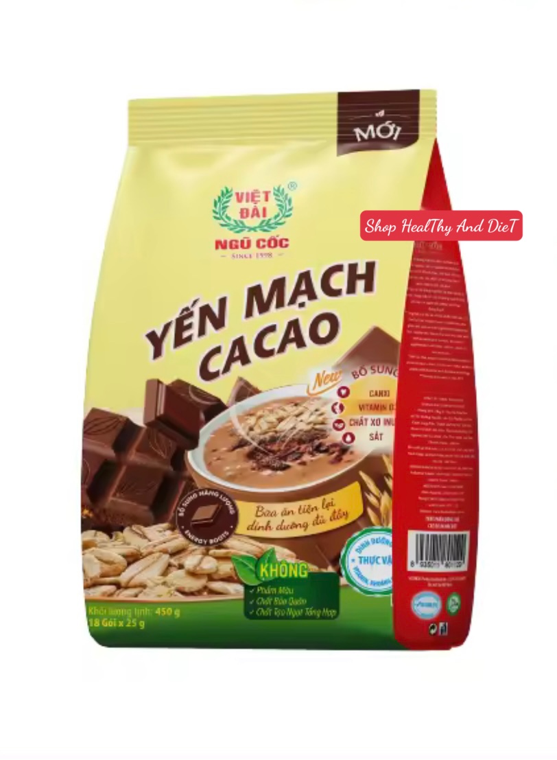 Bột Ngũ Cốc Yến Mạch Cacao Việt Đài (18gói x 25gr)