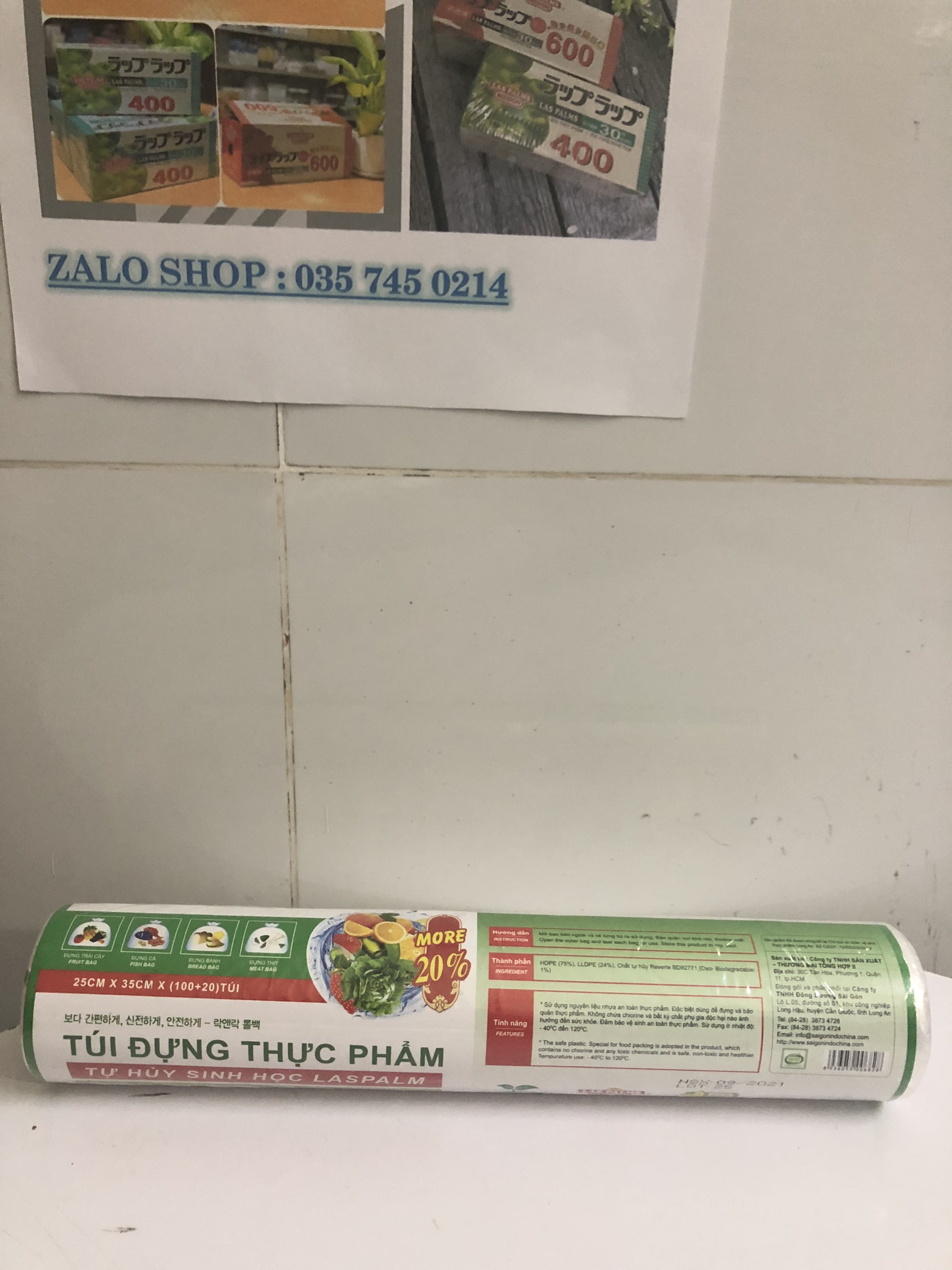[HÌNH THẬT ] Túi đựng thực phẩm tự hủy sinh học Laspalm đủ size