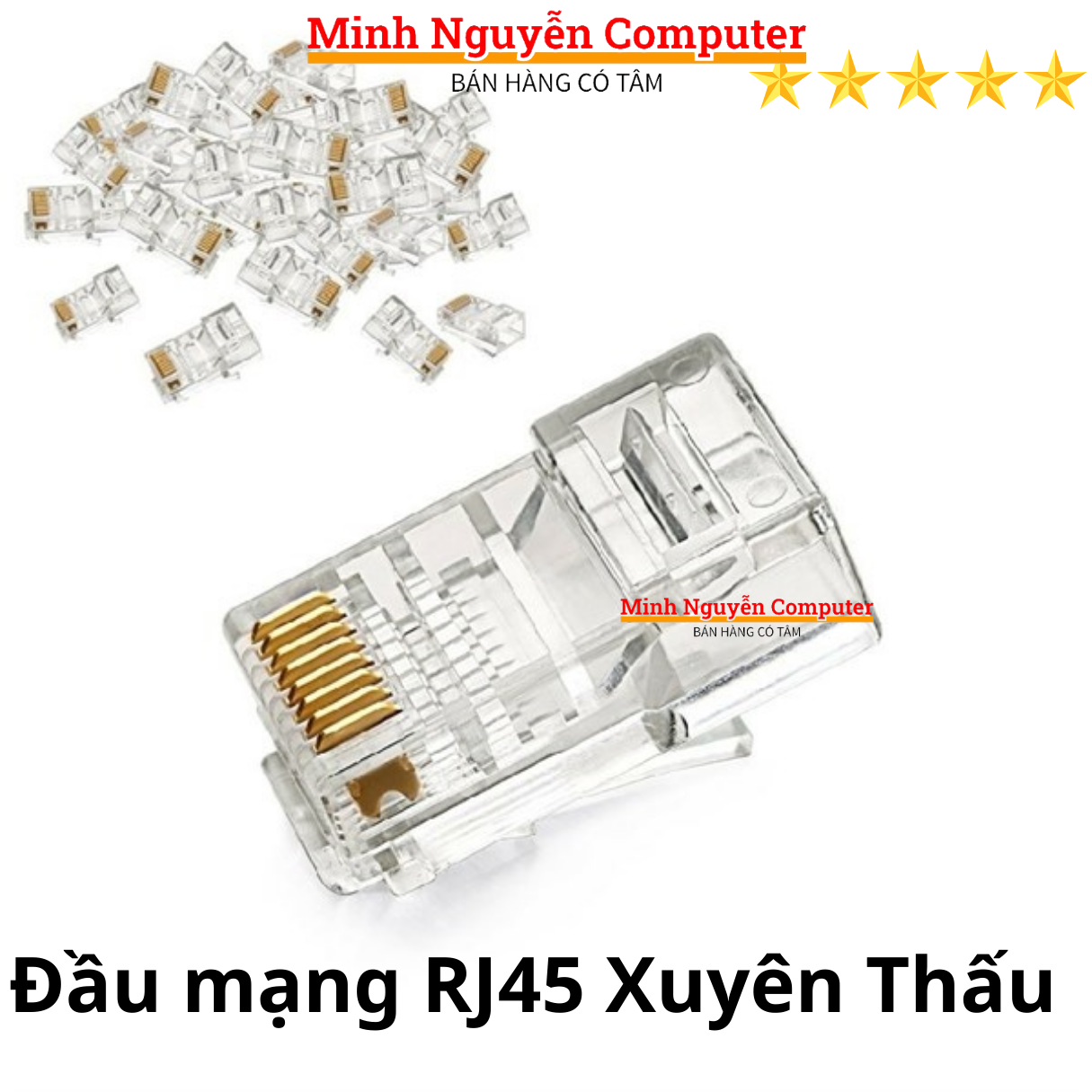 Hạt đầu mạng RJ45 xuyên thấu NITSUMI - Dùng bấm đầu cho dây mạng cat5 cat5E Cat6 Cat6E