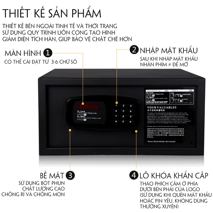 Két sắt mini MF042 nhỏ gọn an toàn bảo mật.