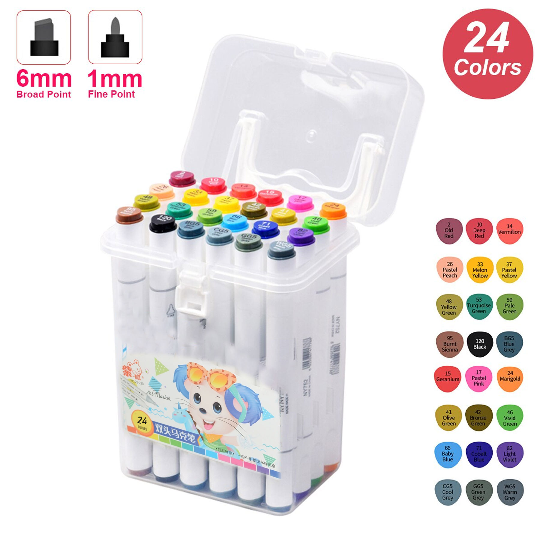Bút Màu Dạ Marker 2 Đầu Zishu 220