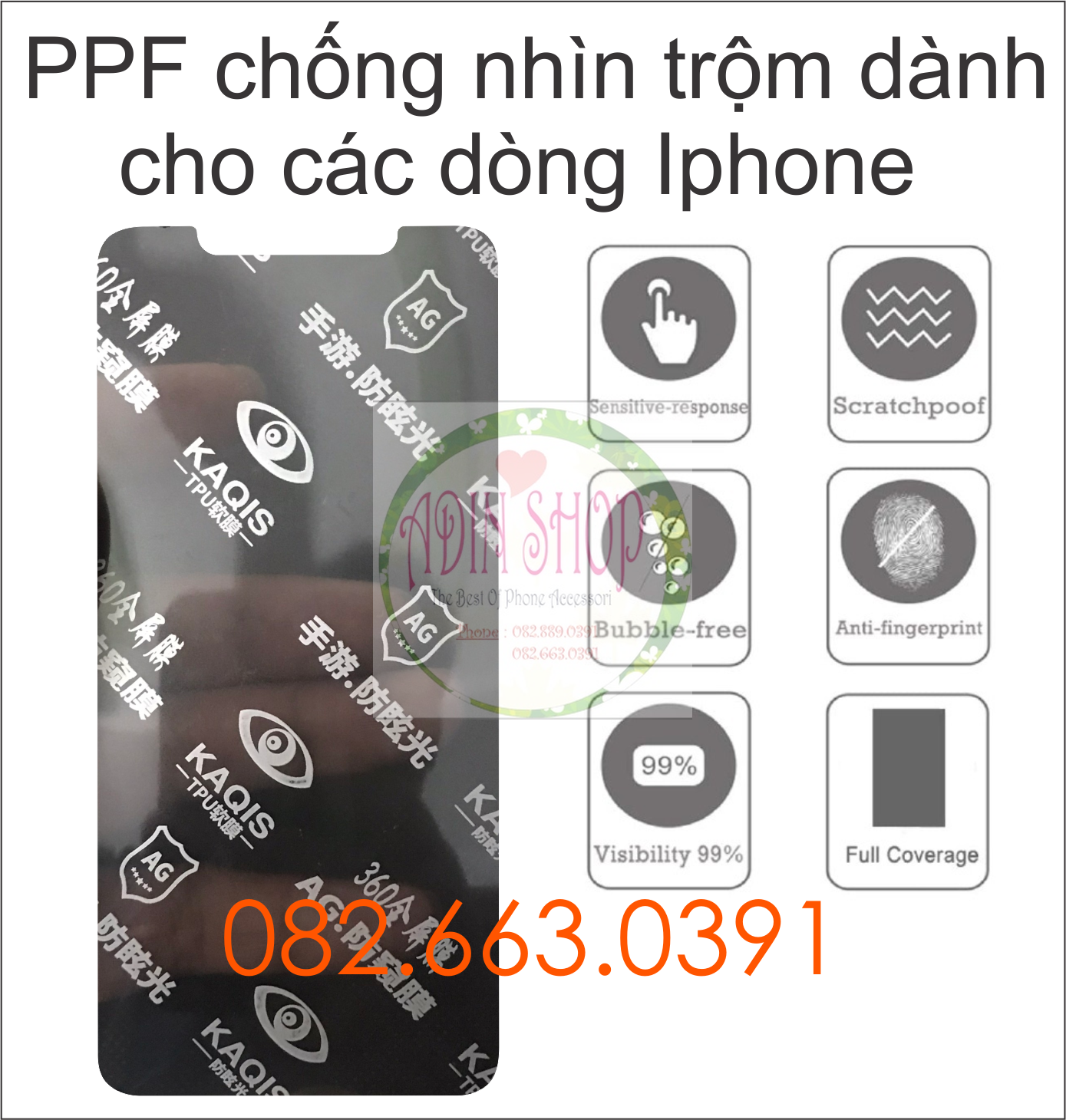 Dán cường lực chống nhìn trộm cho các dòng Iphone ppf nhám chuẩn đẹp