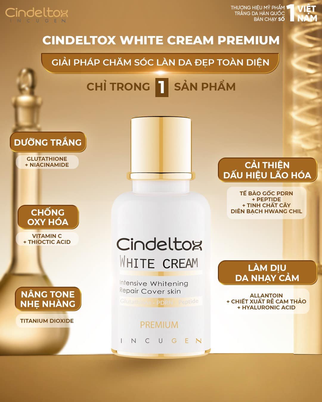 Kem Dưỡng Trắng Da CINDELTOX WHITE CREAM