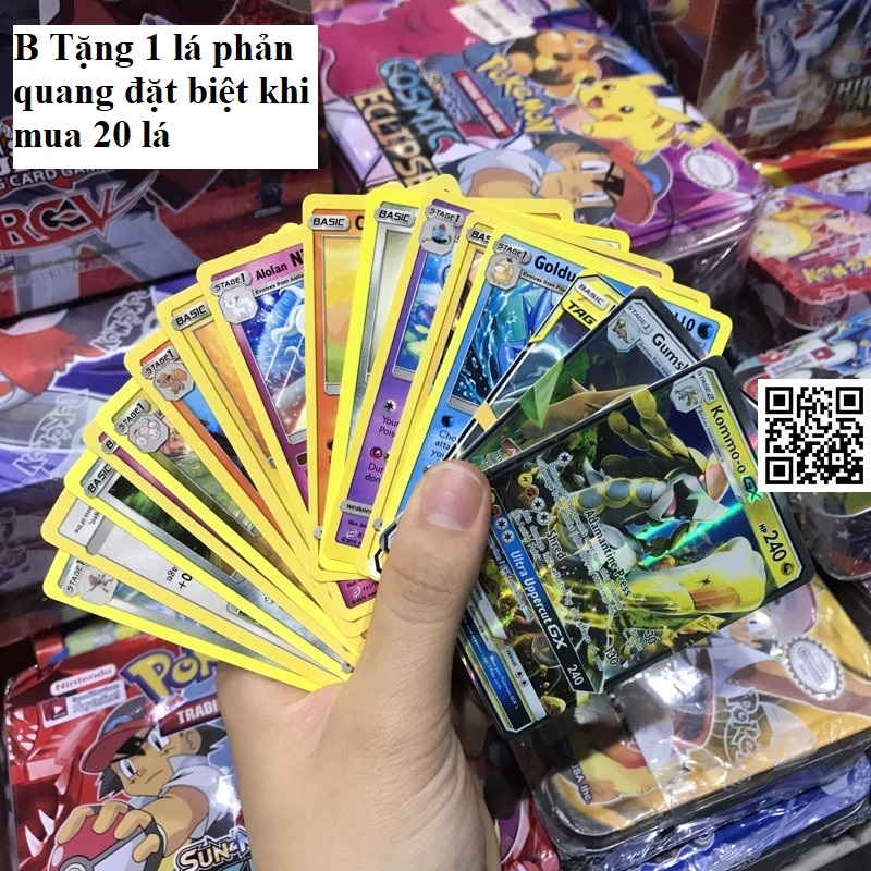 Combo 20 lá Bài Pokemon cán bóng 2 mặt ngẫu nhiên (CAM KẾT KHÔNG TRÙNG) 1459 R B
