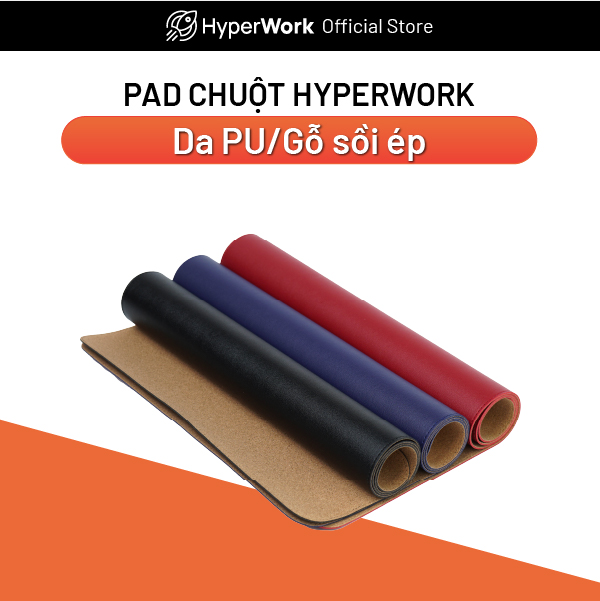 Lót Chuột Bản Lớn Chất Liệu Giả Da PU/Gỗ Sồi Ép Cao Cấp HyperWork Mousepad