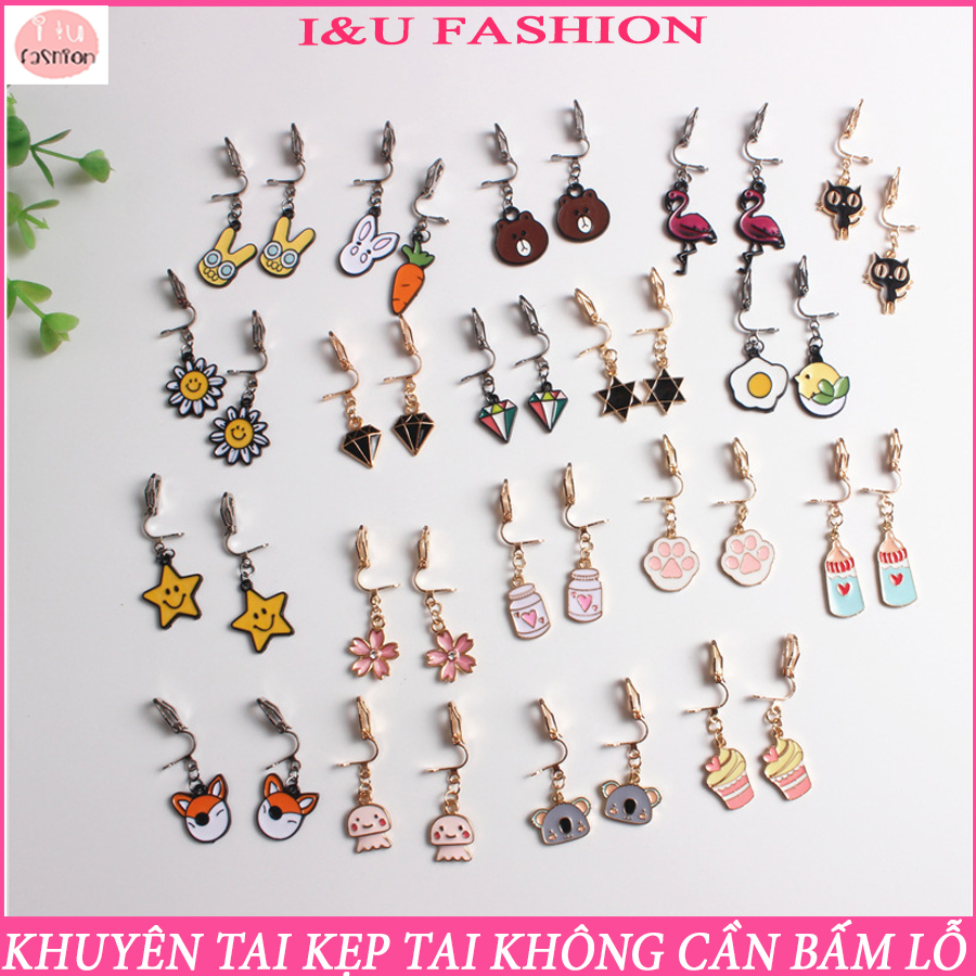 Bông tai , khuyên tai kẹp tai không cần bấm lỗ hình hoạt hình dễ thương phong cách thời trang cá tính cho nữ ( Có chọn mẫu ) KT-27