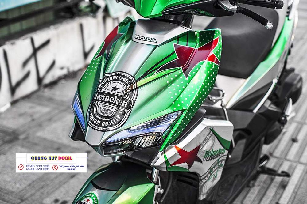 Tem trùm xe máy airblade Heineken trắng xanh lá - Độ tem xe máy airblade thiết kế theo yêu cầu - Chế tem trùm xe máy airblade rẻ đẹp