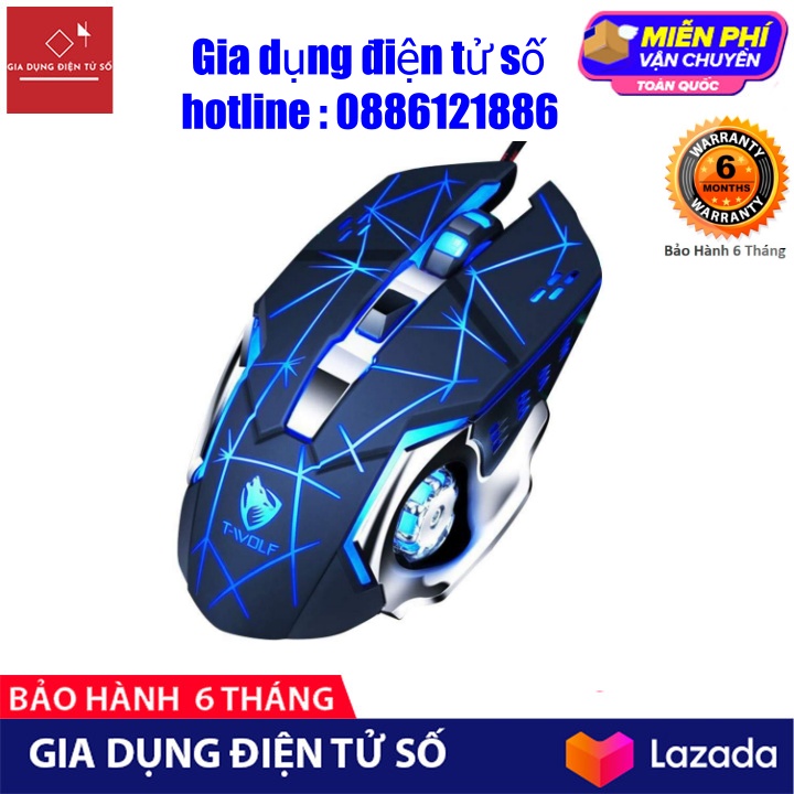 Chuột dây gaming game thủ có dây t-wolf v6 chuột led máy tính chơi game có dây. tích hợp thêm 2 phím sườn· hỗ trợ led rbg đổi màu độ phân giải cao chuột dây usb bọc vải - hàng nhập khẩu
