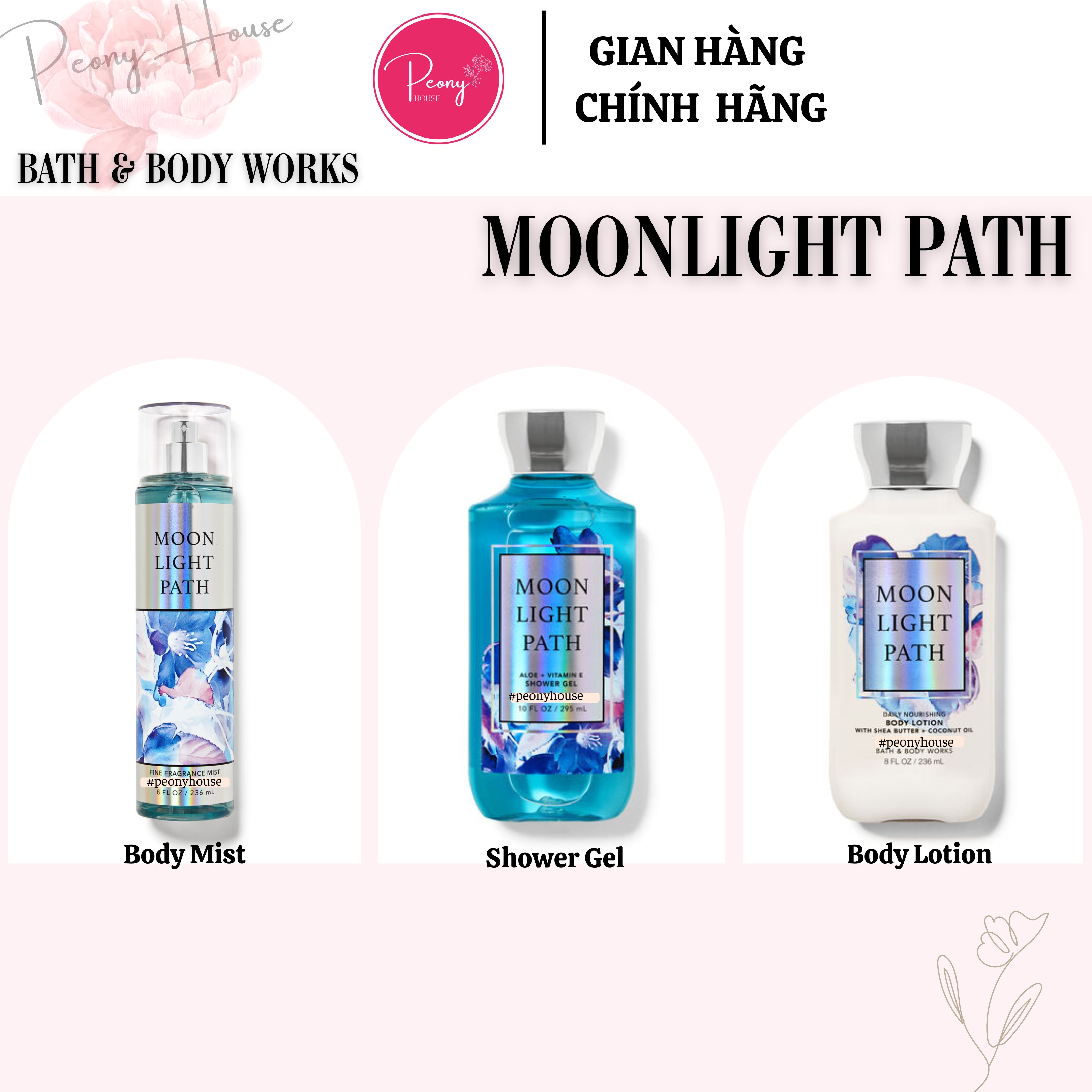 Bath & Body Works Moonlight Path Fragrance Spray – Light, Elegant Powder Scent, Gentle Fragrance, Not Overpowering, Suitable for School and Work.