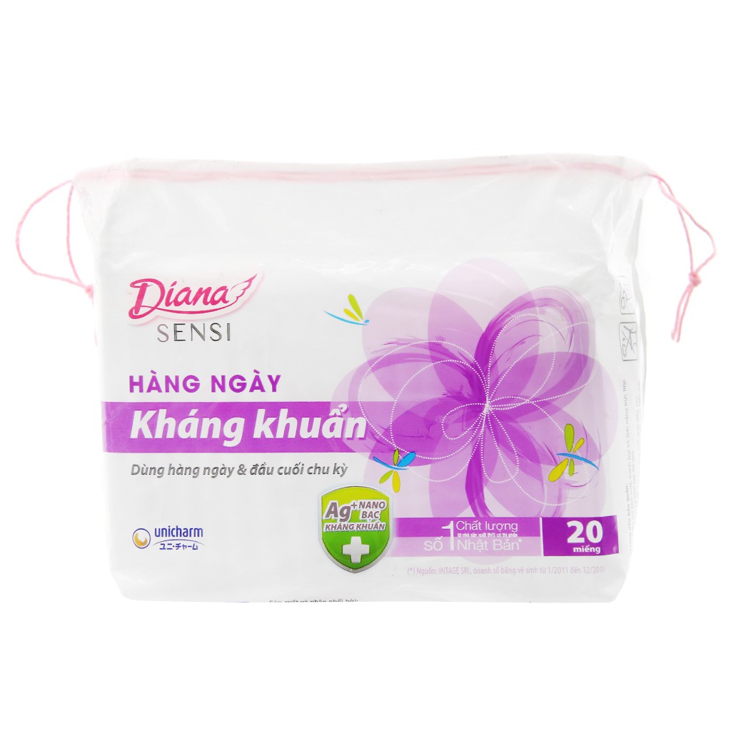 [HCM]Bvs Diana Hàng Ngày Kháng Khuẩn 20 - 40 (Gói 20 miếng (2 gói))