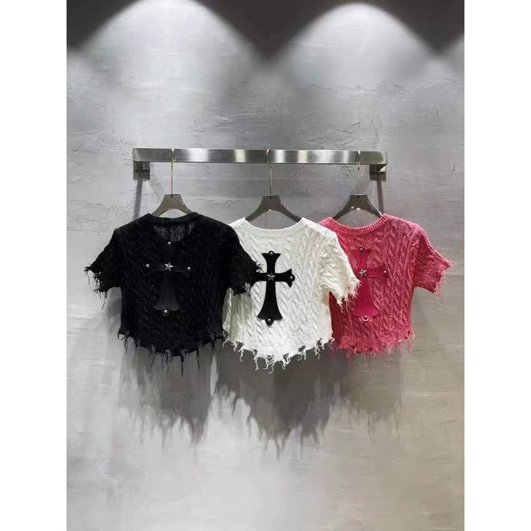 ❦  Áo len rách dáng croptop nữ áo len 3 màu