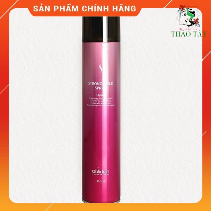 Gôm xịt tóc cứng Obsidian Strong Hold Spray hồng 300ml (KOREA) - chai