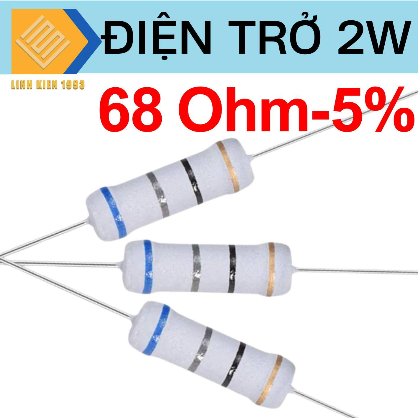 - điện trở 68 ohm 2w 5% 4 vòng màu