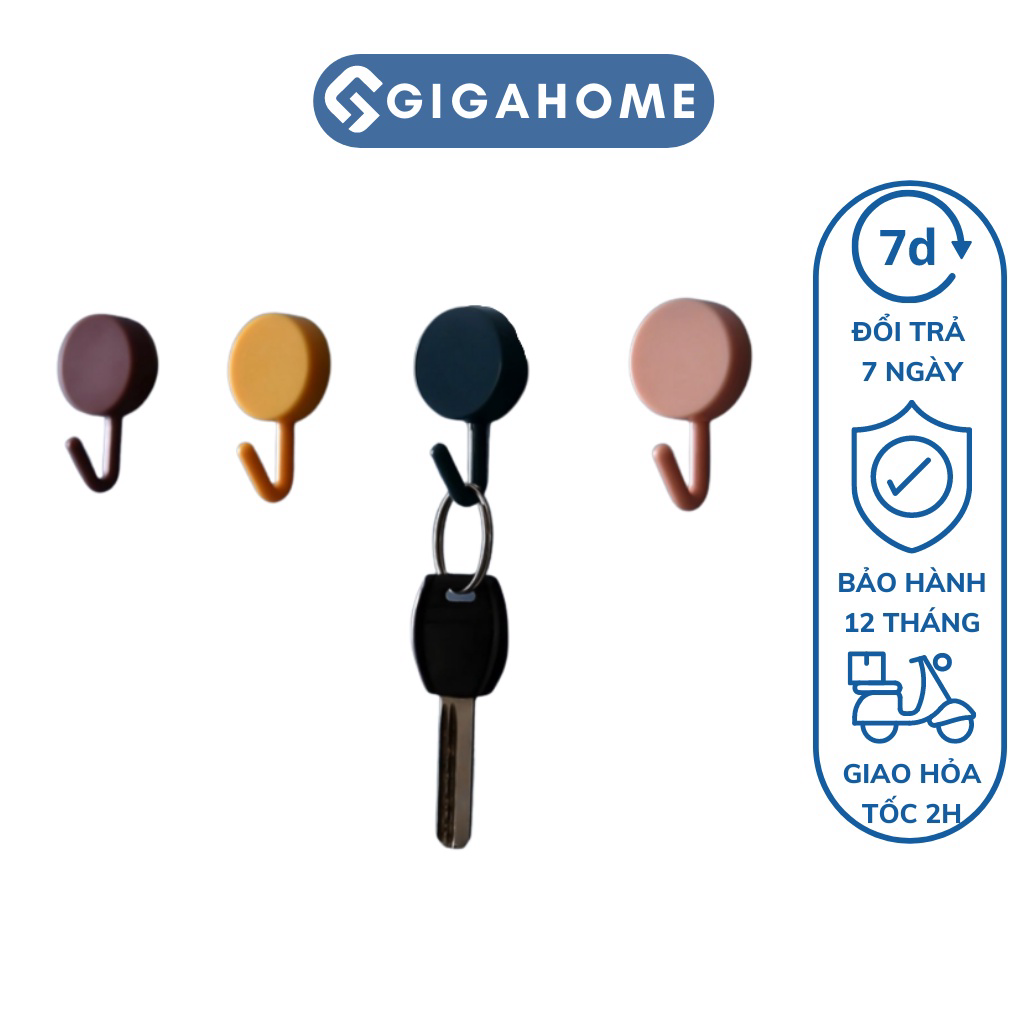 Combo 10 móc nhựa tròn dán tường treo đồ vật gigahome trang trí decor nhà nhiều màu 9652