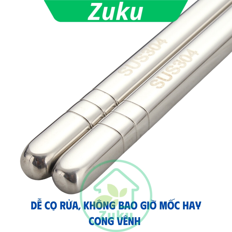 Đũa inox vuông chống trượt, đũa ăn cơm cao cấp, set 5 đôi