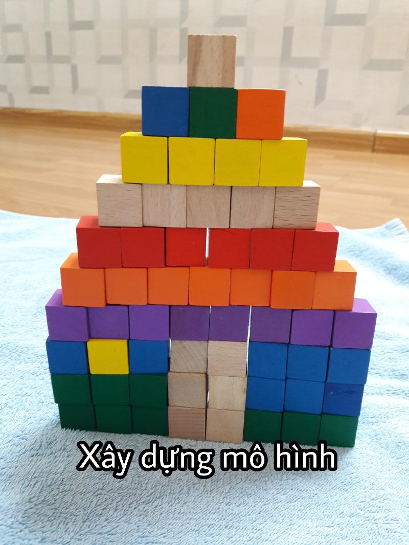 100 khối gỗ lập phương 2cm - cube 2cm (loại trộn màu)