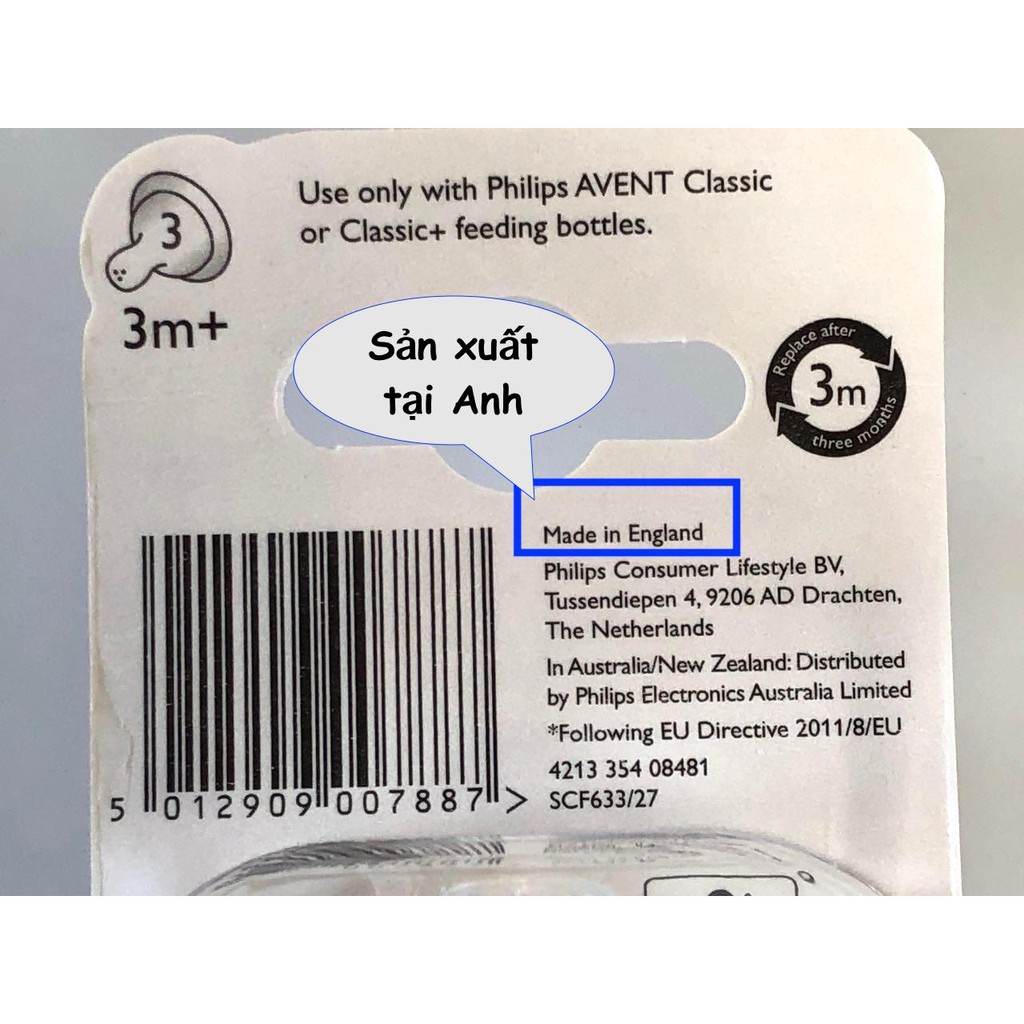 Núm Ti Thay Bình Sữa Philips AVENT Classic (đủ size)