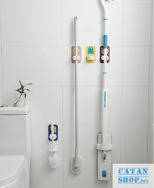 Hook hanging broom wall stickers, mounted mops super-cute cartoon Super stick smart gd328-treochoihh