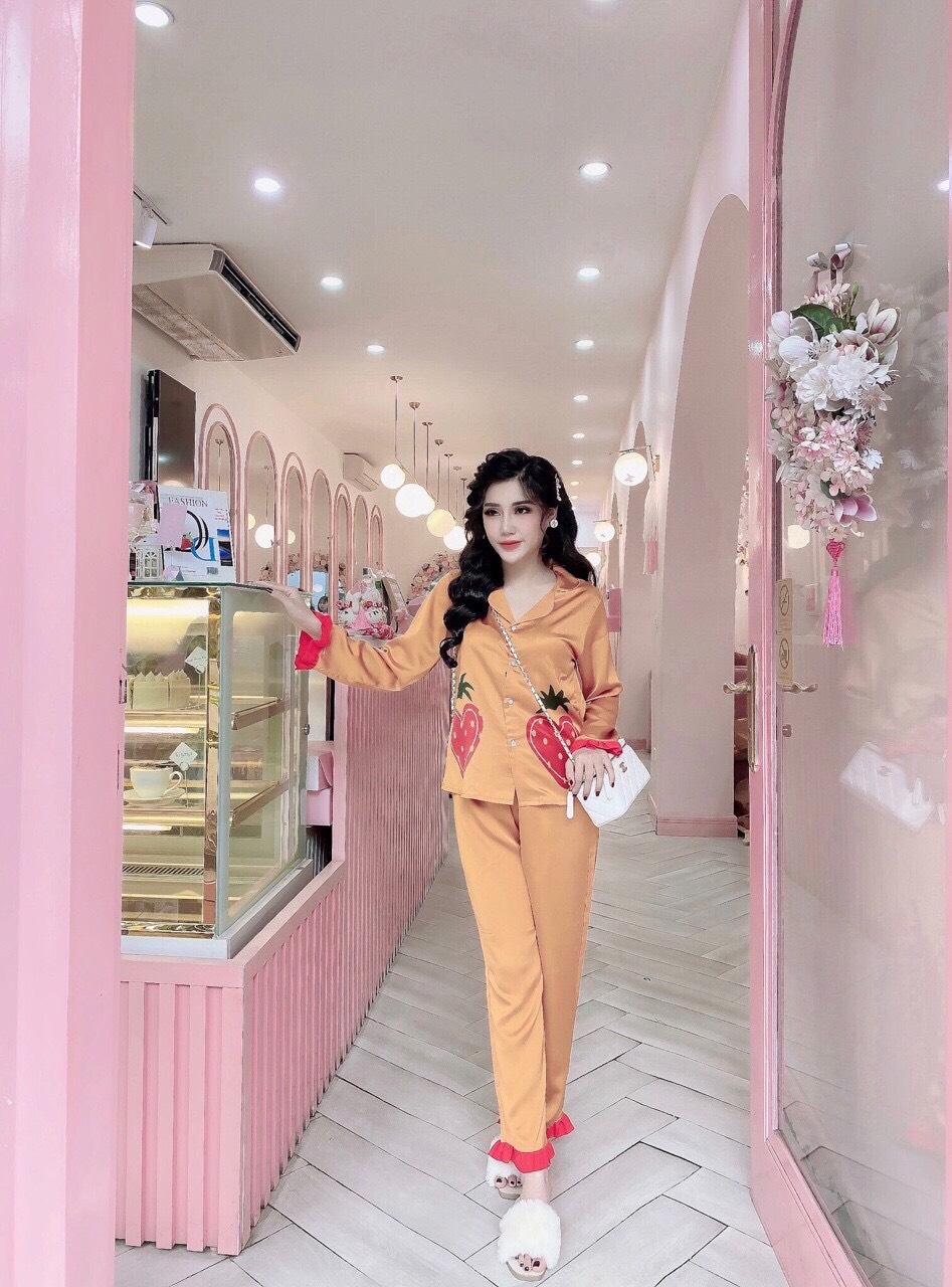 Sét bộ nữ áo tay dài quần dài lụa satin cao cấp