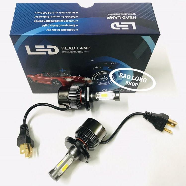Bộ 2 Bóng đèn Led C6 3 tim chân H4 dành cho xe máy, oto (Chân Đồng)