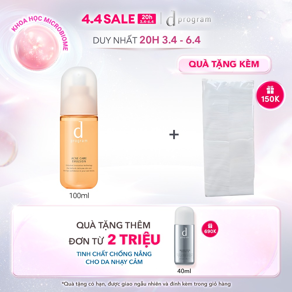 Sữa dưỡng ẩm kiềm dầu ngừa mụn cho da nhạy cảm dProgram Balancing Acne Care Emulsion 100ml